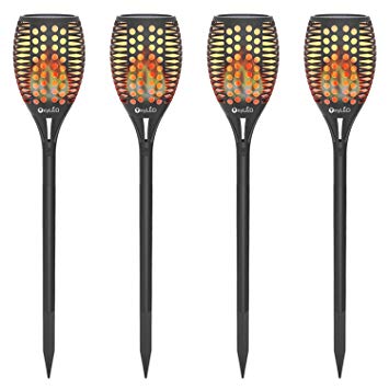 Solar Lights Outdoor, OxyLED Solar Torch Light with Realistic Dancing Flames, LED Solar Tiki Torches, Waterproof Wireless Outdoor Decoration Landscape Pathway Light with Auto On/Off Button, Dusk to Dawn (4-pack)