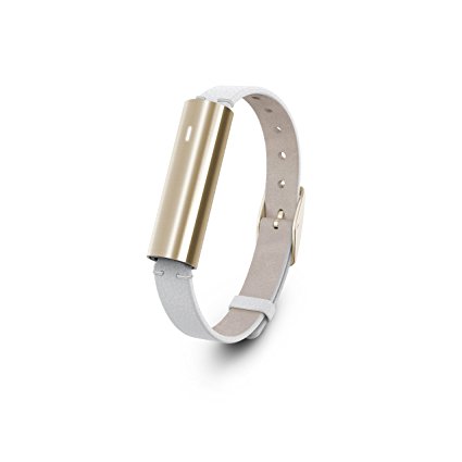 Misfit Ray - Fitness   Sleep Tracker with White Leather Band (Stainless Steel Gold)