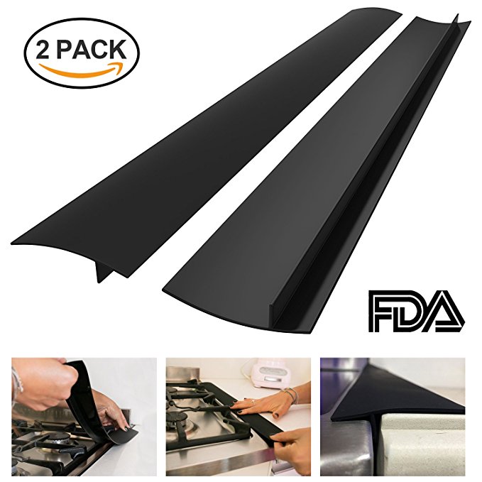 Silicone Stove Counter Gap Cover Spill Guard Seals Gap filler for Cooker Worktop Kitchen Stove Counter, Heat-Resistant & Easy Clean(Black)