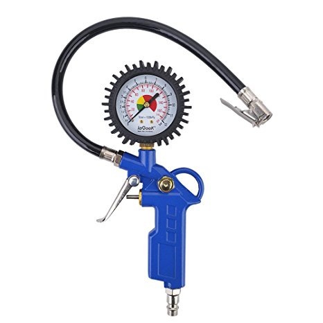 ieGeek Heavy Duty 170 PSI Tire Inflator Gauge (Inflator Tool and a Pressure Gauge All in One) with Hose and Quick Connect Coupler