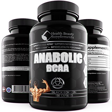 * ANABOLIC BCAA PILLS * Muscle Phase Post Workout Pills - L-Glutamine - L-Leucine -L-Isoleucine - L-Valine Premium Blend – Gym Supplements For Men & Women - Beats Any BCAA Amino Acids