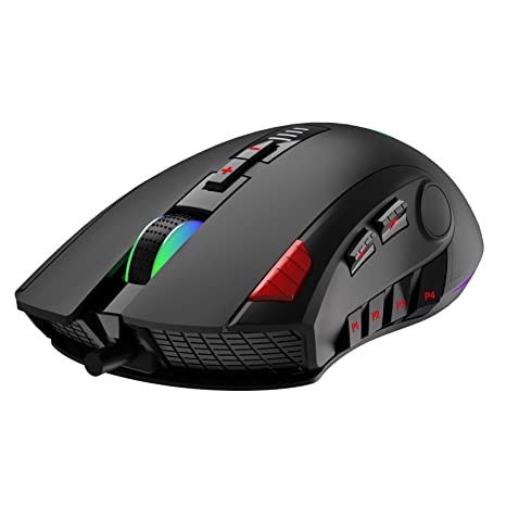 AULA H512 Wired Gaming Mouse with Programmable Side Buttons, Ergonomic Optical 7 RGB Lights Backlit, 6 Mode DPI & Weights Adjustable, Professional Gamers Computer Mice for PC/MAC