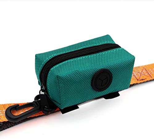 SLSON Pet Waste Bag Dispenser Zippered Pouch,Portable Dog Poop Bag Holder Leash Attachment Lightweight Fabric Bags (Green)