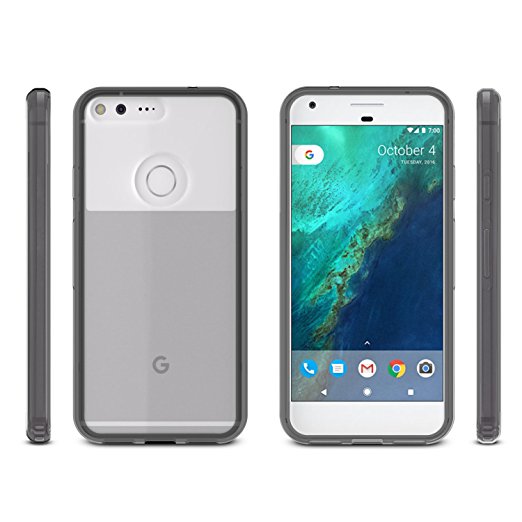 Google Pixel XL Case, OMOTON Slim Fit Case with Shock Absorbing TPU Bumper and Anti-Scratches Hard Acrylic Back for Google Pixel XL [5.5 Inch] ( 2016 Released ) Clear/Black