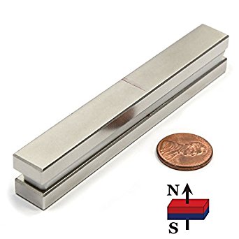 2 Pieces of CMS Magnetics® Bar Magnets 4x1/2x1/4” Grade N45 Neodymium Magnets