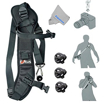 Fomito Focus F-1 Camera Strap Quick Rapid Shoulder Sling Belt Neck Strap & 3pcs Screw Mount for Camera DSLR SLR DV Black(for Canon Nikon Sony Olympus Pentax DSLR)