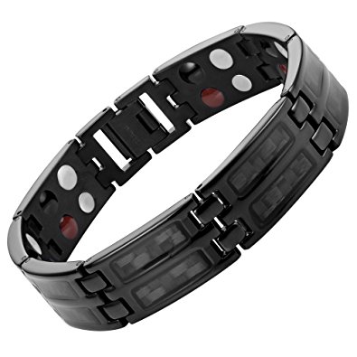 Willis Judd Mens Four Element Titanium Magnetic Bracelet Carbon Fiber & Free Link Removal Tool