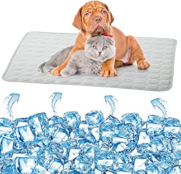 PrettyQueen Dog Cooling Mat Dog Summer Pet Cooling Pad Pet Cats Cooling Blanket Keep Pets Cool Comfort for Cats and Dogs (28x22''/70x56cm, Grey)