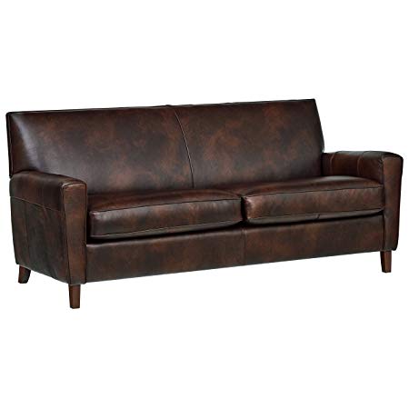 Rivet Lawson Modern Angled Leather Sofa, 78" W, Driftwood