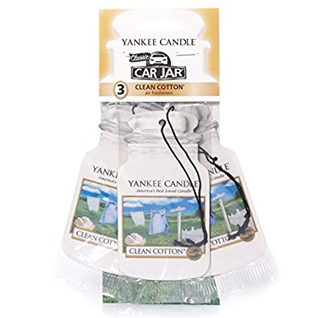 Yankee Candle Clean Cotton Car Freshener Jar Bonus Pack, White, Pack of 3