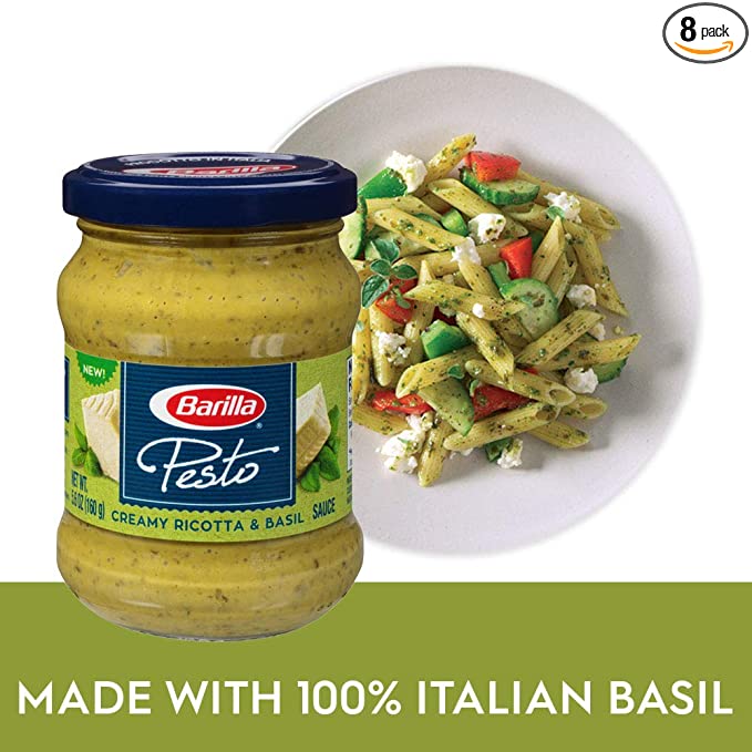 Barilla Creamy Ricotta & Basil Pesto Sauce, Pasta Sauce, 5.6 Ounce (Pack of 8)