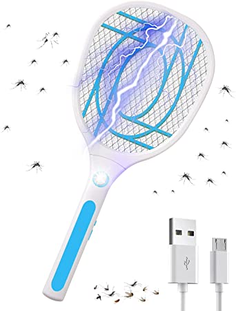 Lambony Electric Bug Zapper, USB Rechargeable Mosquito Zapper Fly Mosquito Swatter, Fly Zapper Bug with LED Light for Home, Indoor and Outdoor, Blue