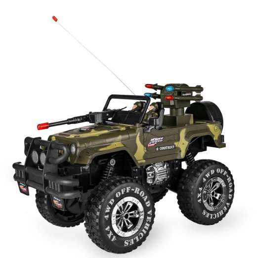 SZJJX 1:10 Remote Control Car 4WD Shaft Drive Truck Large Four-wheel Drive Remote Super Off-road racing Toy Radio Controlled rc Chargeable Off-road Rock Crawler(MYX-301 Vehicle Camouflage)