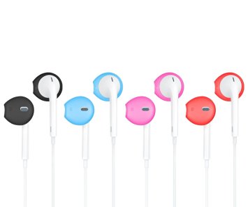 DigiHero 4 Pairs Colors Earbuds Covers for iPhone EarPods, Earbuds Earhook/Attachment/Cover/Sport Grips Compatible with Iphone 6S/6S /6/6 /5/5S/5C (Black,Red,Blue,Rosy)