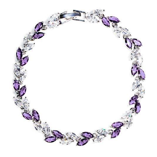 Me&Hz Crystal Tennis Bracelet Cubic Zirconia Birthstone Cz Bracelets Crystal Wedding Jewelry Bracelets for Women Girls