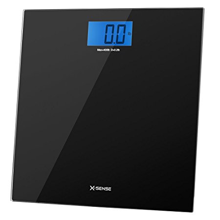 X-Sense Precision Digital Bathroom Scale Body Fat Weight Scales with Step-On Technology, Black