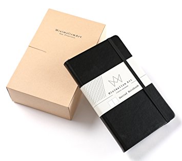 3-Pack, Minimalism Art | Classic Notebook Journal, Size:5" X 8.3", A5, Black, Dotted Grid Page, 192 Pages, Hard Cover/Fine PU Leather, Inner Pocket, Quality Paper - 100gsm | Designed in San Francisco