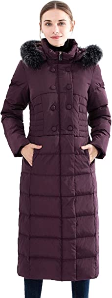 Obosoyo Women's Hooded Down Coat Thickened Long Down Jacket Maxi Down Parka Puffer Coat