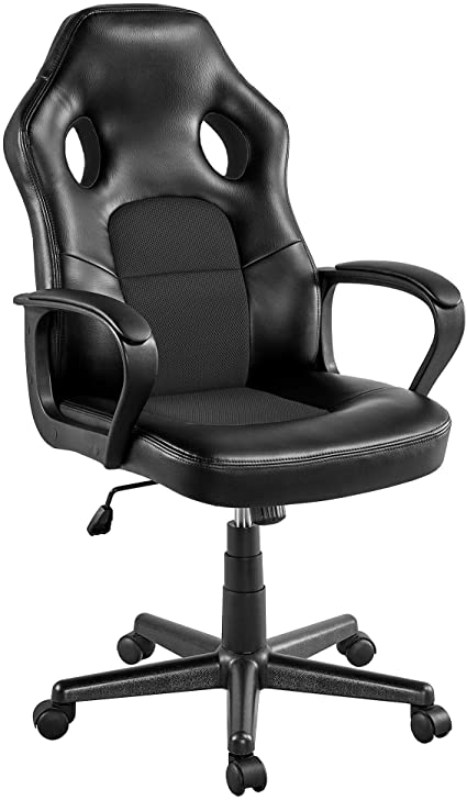 Yaheetech Gaming Chair High Back Ergonomic Racing Chair Office Reclining Chair Swivel Chair Black