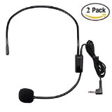 HUACAM YYPJ-02 Condenser Headset Microphone Flexible Wired Boom Standard 35mm Connector Jack for Belt Pack Mic Systems 2 X Headset Microphone