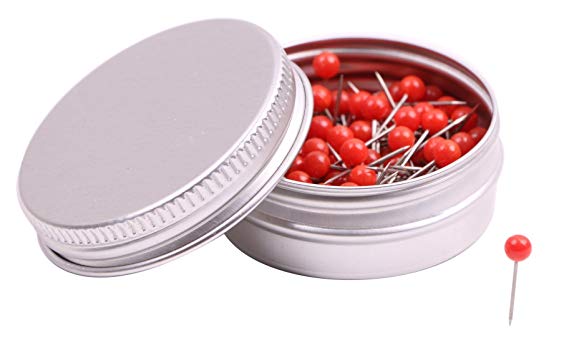 PTC Office 1/8 Inch Small Round Head Map Tacks Pins for Home Office Use and DIY Craft Project (Red, 100PCS)