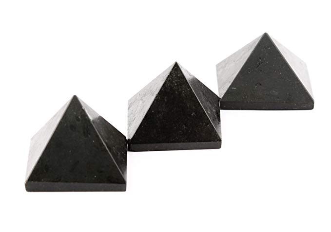 Aatm Energy Generator Gemstone Black Tourmaline Pyramid for EMF Protection Chakra Healing Meditation (Set of 3 and Size - 1 and 1 Inches)
