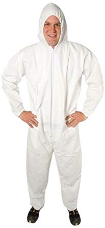 Safety Zone DCWH-LG-BB-HEWA White Polypropylene Disposable Coverall with Hood, Large