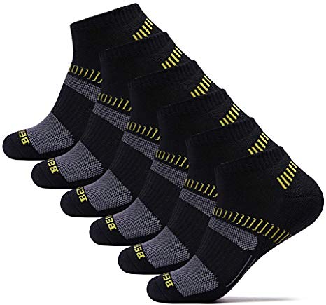 BERING Men's Performance Athletic Ankle Running Socks Comfort Fit Tab Socks (6 Pair Pack)