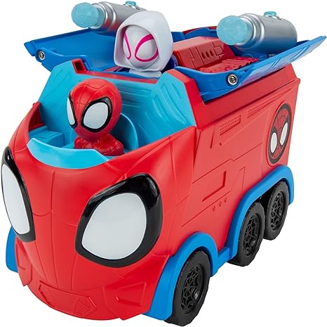 Marvel’S SPIDEY AND HIS AMAZING FRIENDS Web Spinning Hauler - 8-Inch 3-in-1 Transforming Vehicle - Toys Featuring Your Friendly Neighborhood Spideys