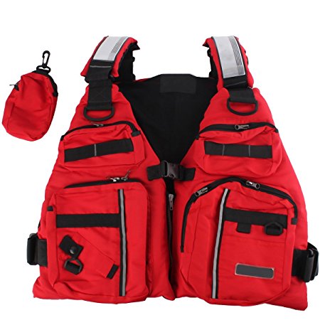Life Vest,LOPEZ New Red Adult Boating Vest Swimming Life Jacket Buoyancy Aid Sailing Kayak Canoeing Fishing Jacket Vest with Extra Pocket