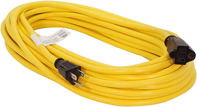 Otimo 50 Ft 14/3 SJTW Yellow, Outdoor Extension Cord - 3 Prong Ground Plug, 15A 1875W, Water & Weather Resistant, Flame Retardant