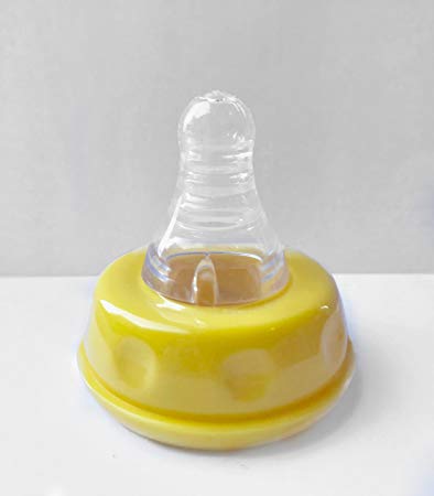 Medela and Dr. Brown Baby Bottle Collar, Nipple, and Lid Replacement Set of 5 FDA Approved BPA Free (YellowCollar)