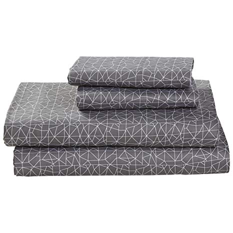 Rivet Spectrum Sateen Cotton Sheet Set, Queen, Pewter