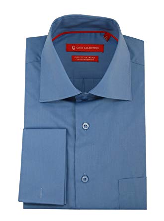 Gino Valentino Men's Modern Spread Collar French Cuff Cotton Dress Shirt