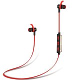 Bluetooth headphones Stoon In-Ear Wireless Noise Cancelling Headphones Earbuds for Running Sports Sweatproof V40 Bluetooth Stereo headset Earphones with Mic for iPhoneiPod Androidblack-red