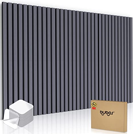 BUBOS 6 Pack Acoustic Panels with Self-Adhesive, Better Acoustic Treatment than foam,Premium Sound Absorbing and Soundproof wall Panels for Recording Studio,Game Room& Offices,36'x32' inch