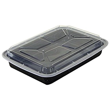16 OZ. BLACK VERSATAINER MICROWAVEABLE RECTANGULAR BASE CONTAINER WITH CLEAR LID NEWSPRING 150 EA