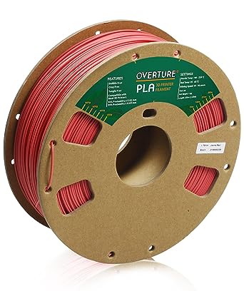 OVERTURE PLA Filament 1.75mm PLA 3D Printer Filament, 1kg Cardboard Spool (2.2lbs), Dimensional Accuracy  /- 0.03mm, Fit Most FDM Printer (Jeans Red)