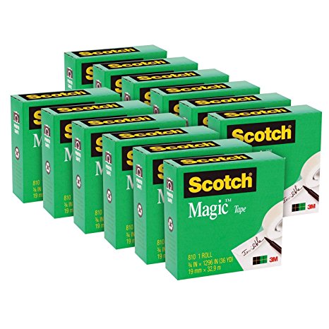 Scotch 810 Magic Tape, 3/4" x 1296" - 12 Rolls