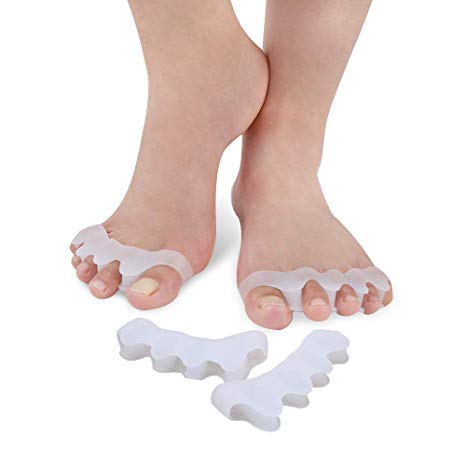 Waxden Gel Toe Separator, Toe Corrector, Toe Spacers Spreader Rubber, Instant Therapeutic Relief for Feet, Fight Bunions, Hammer Toes & More,Men and Women (1 Pair) (zh03)