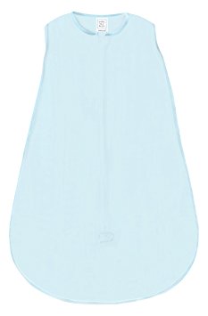 SwaddleDesigns Cotton Sleeping Sack with 2-Way Zipper, Pastel Blue, Large
