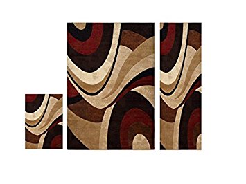 Home Dynamix HD5382 Tribeca Collection 3-Piece Area Rug Set, Brown/Red