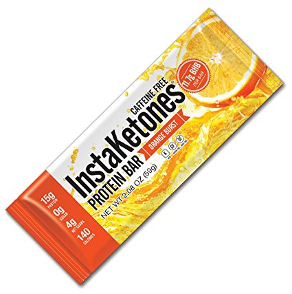 InstaKetones® Protein Bars (Orange Burst) 11.7g BHB Per Bar (Caffeine Free) (12 Bars) Exogenous Ketones