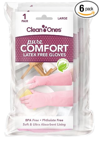 Clean Ones Pure Comfort Latex Free Vinyl Gloves - Large 6pr