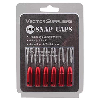Vector Optics 9mm Snap Caps,Trainning Dummy Round Snap Caps 9mm Luger 6pcs