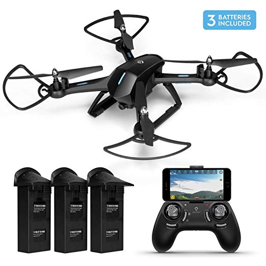 Amcrest A6-B Skyview Pro RC WiFi Drone with Camera HD 720p FPV Quadcopter Drone with Camera for Adults, 2.4ghz WiFi Helicopter w/Remote Control, 2 x Additional Batteries Included (A6-B-Batt)