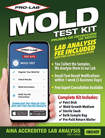 PRO-LAB DIY Mold Test Kit - LAB FEE Included (3 Test Methods: Air, Surface, Bulk.) AIHA Accredited Lab Analysis, Expert Consultation and Return Shipping Included