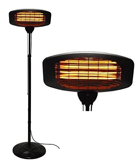 Futura 2 IN 1 Electric Outdoor Garden Patio Heater 2000W Free Standing or Wall Mounted with 3 Heat Settings