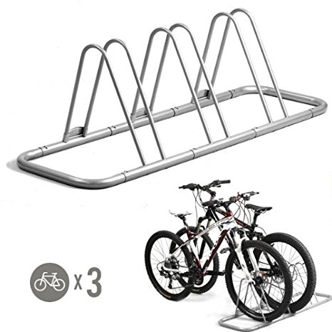 3 Bike Bicycle Floor Parking Rack Storage Stand