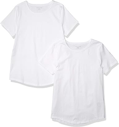 Amazon Essentials Women's Standard 2-Pack 100% Cotton Relaxed-fit Short-Sleeve Crewneck T-Shirt